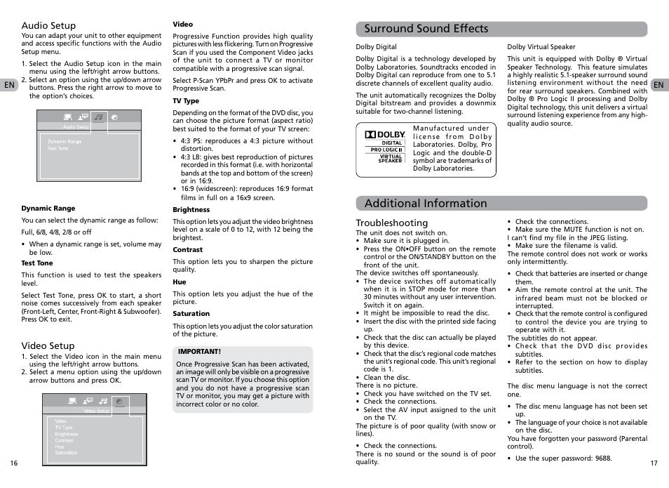 Surround sound effects, Additional information | RCA RTS202 User Manual | Page 11 / 25