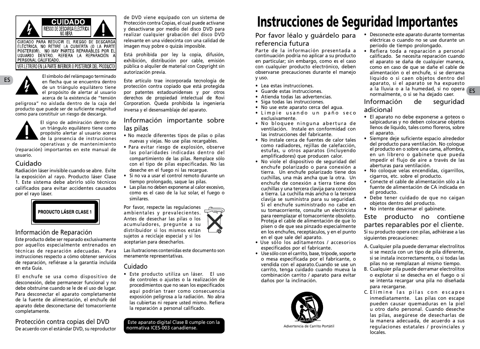 Instrucciones de seguridad importantes | RCA RTS202 User Manual | Page 14 / 25