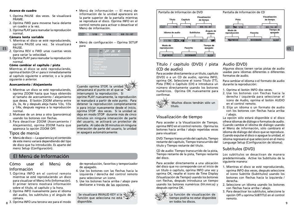 El menú de información | RCA RTS202 User Manual | Page 19 / 25
