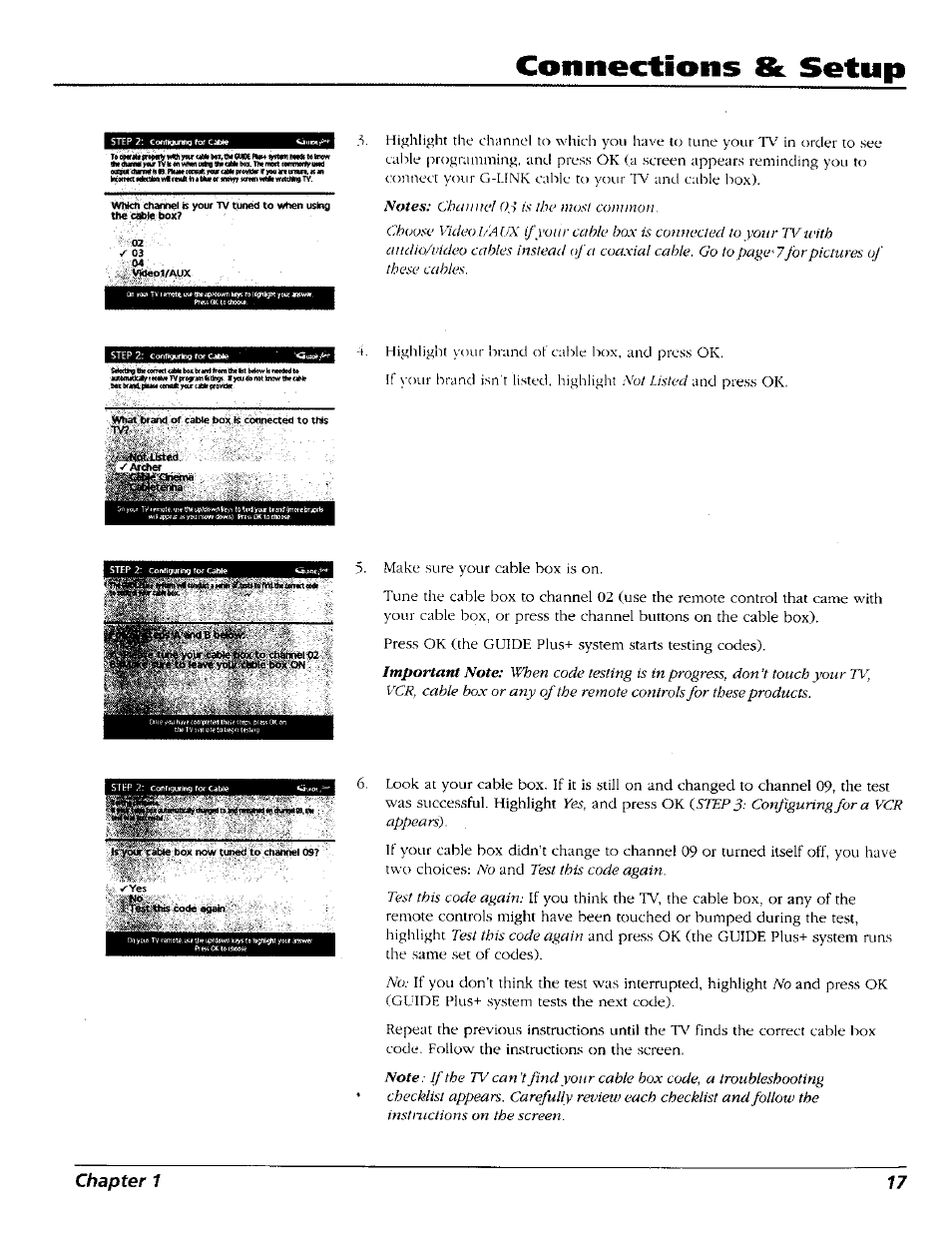 Connections & setup, Chapter 1 17 | RCA 15491880 User Manual | Page 19 / 64