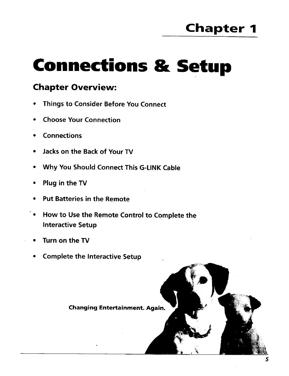 Chapter 1, Connections & setup, Chapter overview | RCA 15491880 User Manual | Page 7 / 64