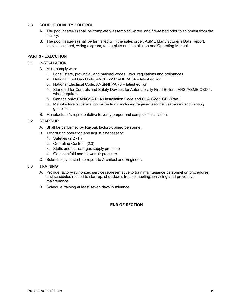 Raypak 902B User Manual | Page 5 / 5