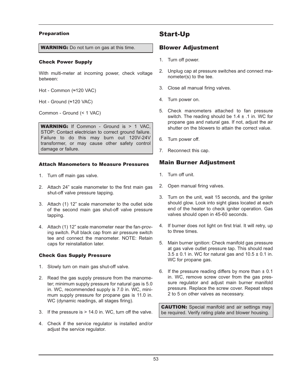 Start-up | Raypak HIDELTA 992B User Manual | Page 53 / 68