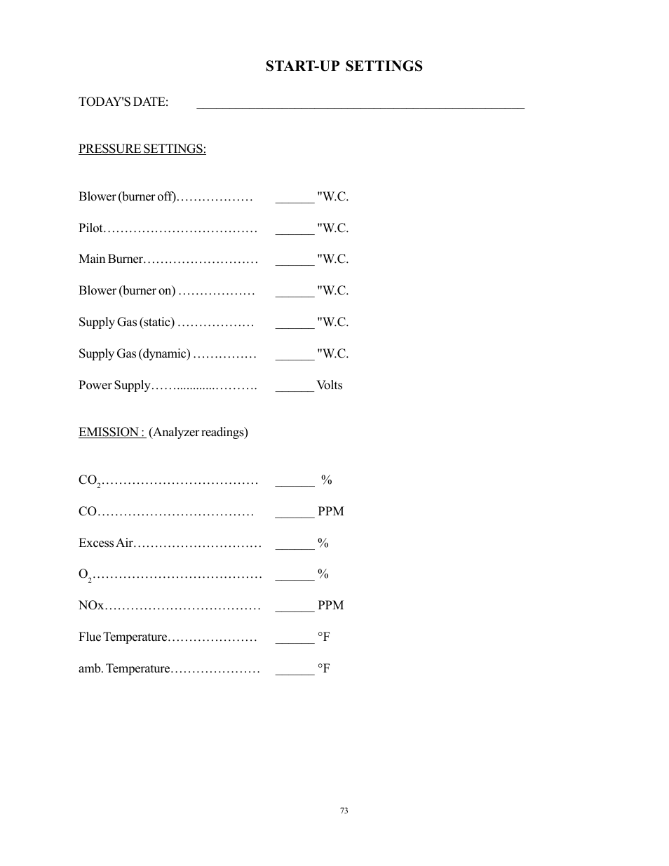 Start-up settings | Raypak 750 User Manual | Page 73 / 74