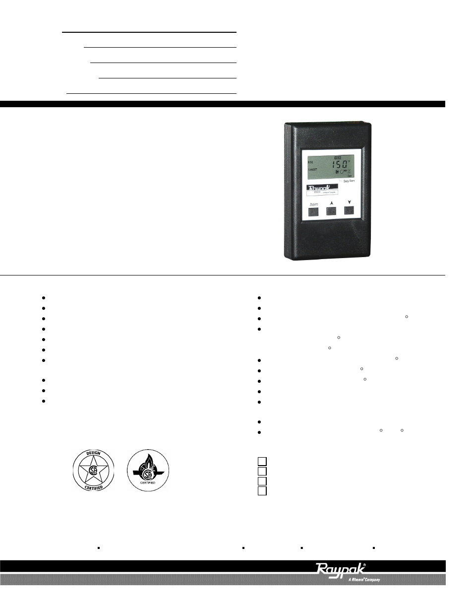 Raypak TempTracker B-26 User Manual | 1 page