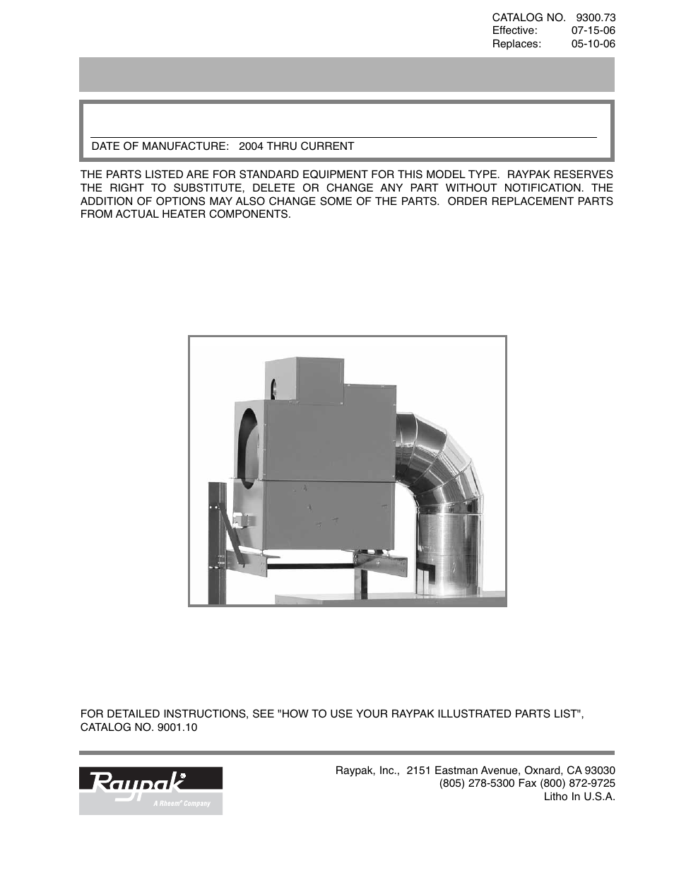 Raypak CHX User Manual | 4 pages