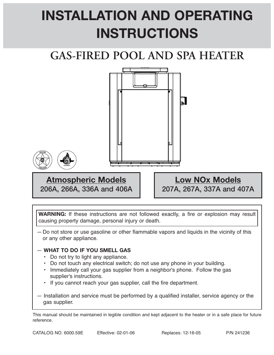 Raypak 266A User Manual | 55 pages