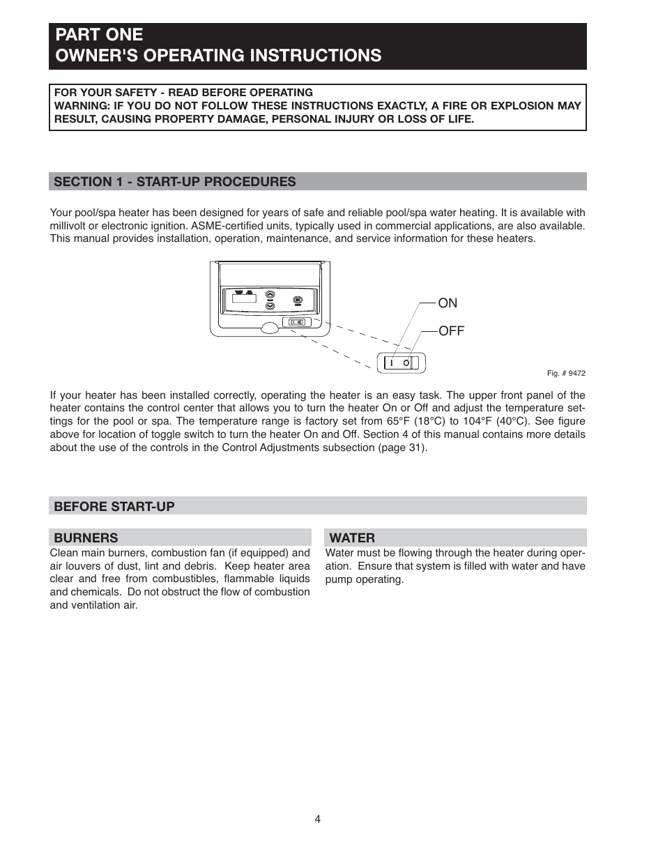 Part one owner's operating instructions | Raypak 266A User Manual | Page 4 / 55