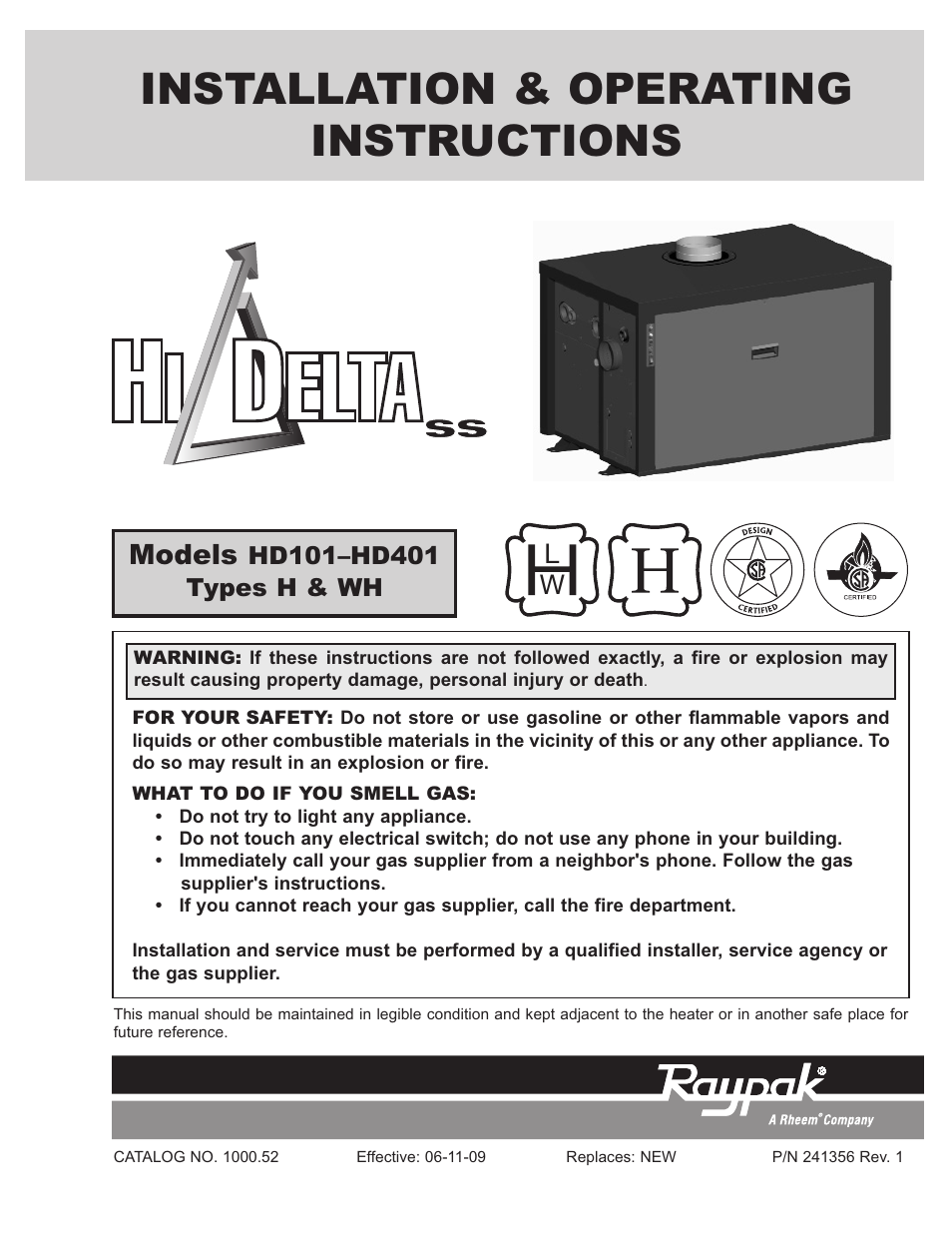 Raypak HI DELTA HD101 User Manual | 48 pages