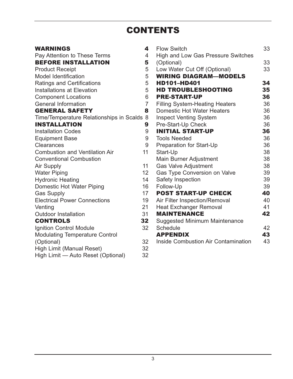 Raypak HI DELTA HD101 User Manual | Page 3 / 48