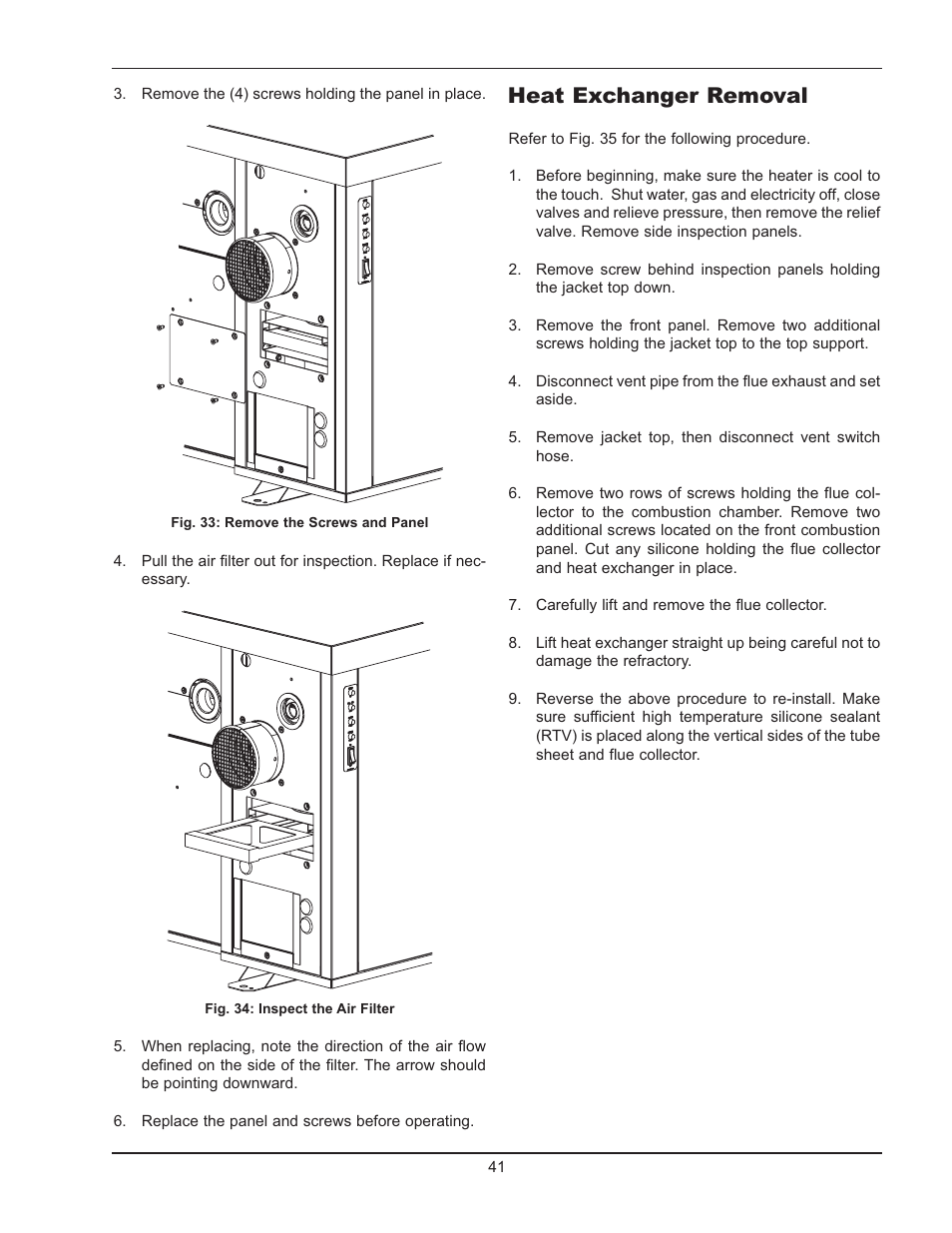 Heat exchanger removal | Raypak HI DELTA HD101 User Manual | Page 41 / 48