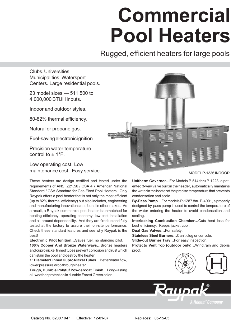 Raypak P-1287 User Manual | 4 pages