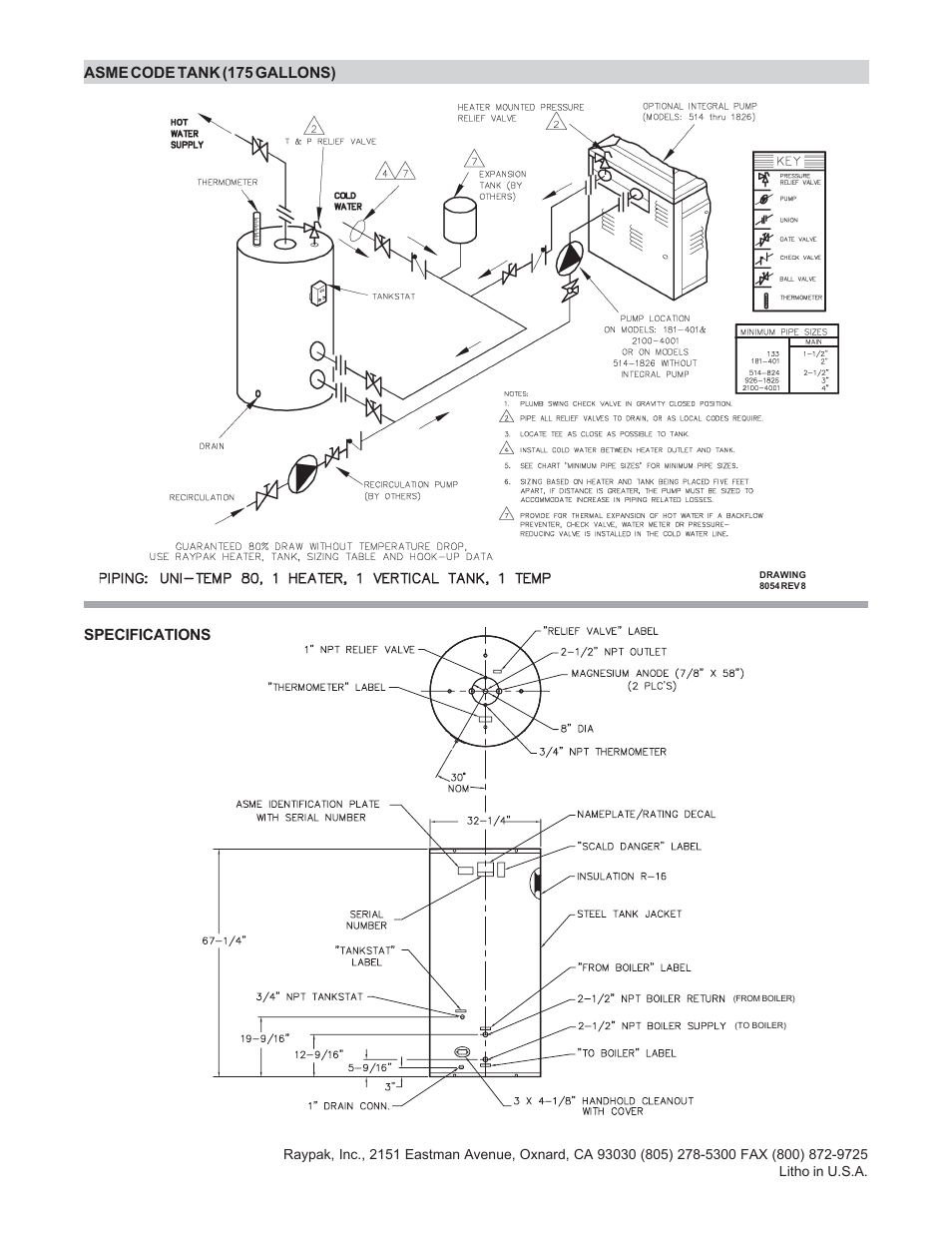 Raypak Hot Water Storage Tank ASME CODE User Manual | Page 2 / 2