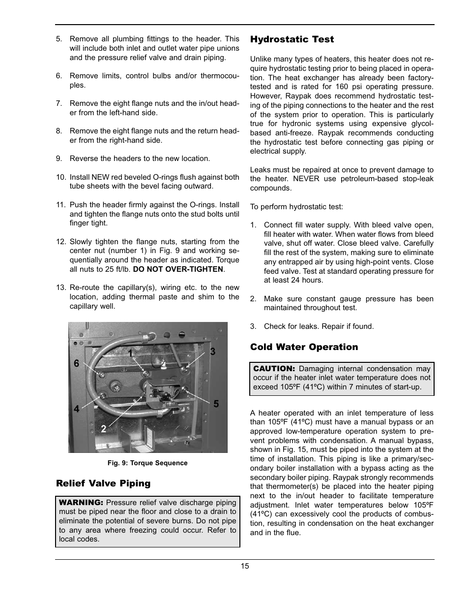 Raypak WH & P L W User Manual | Page 15 / 64