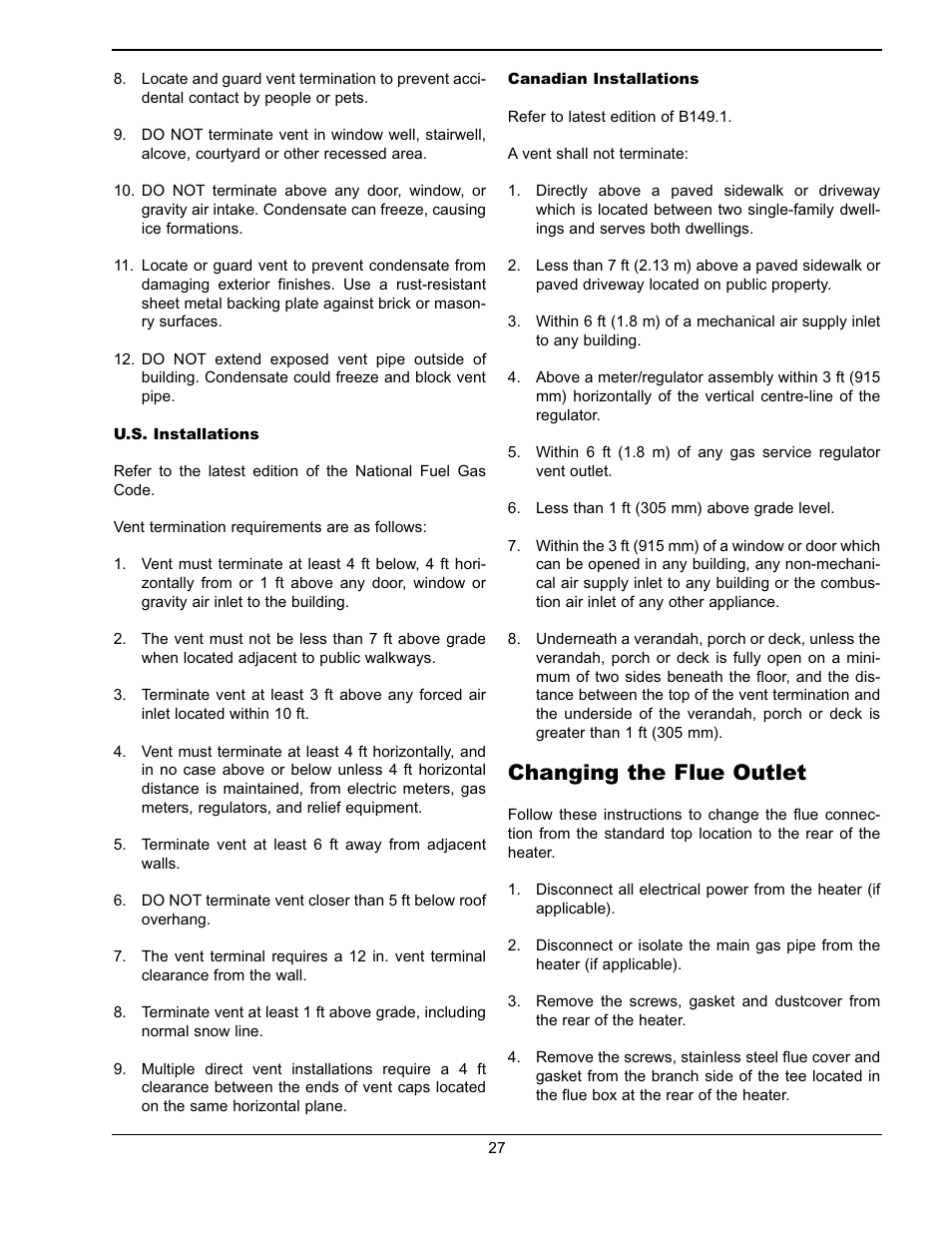 Changing the flue outlet | Raypak WH & P L W User Manual | Page 27 / 64