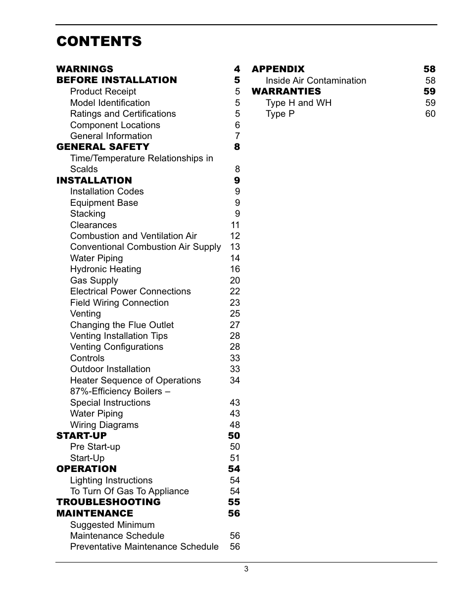 Raypak WH & P L W User Manual | Page 3 / 64