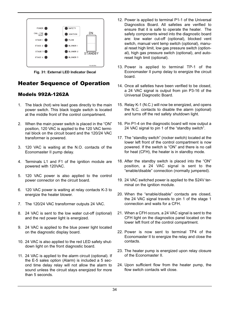 Heater sequence of operation | Raypak WH & P L W User Manual | Page 34 / 64
