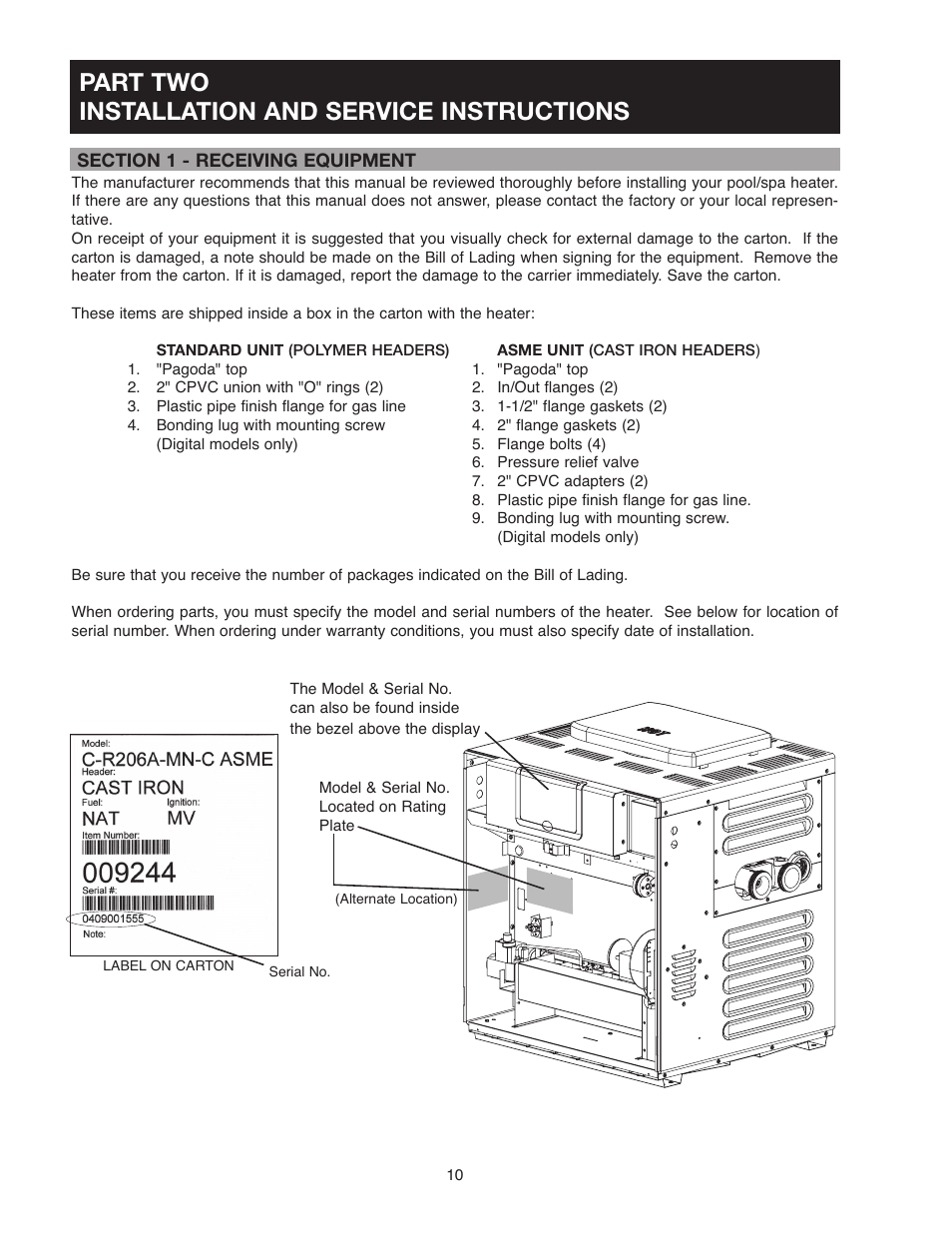 Part two installation and service instructions | Raypak 336A User Manual | Page 10 / 55