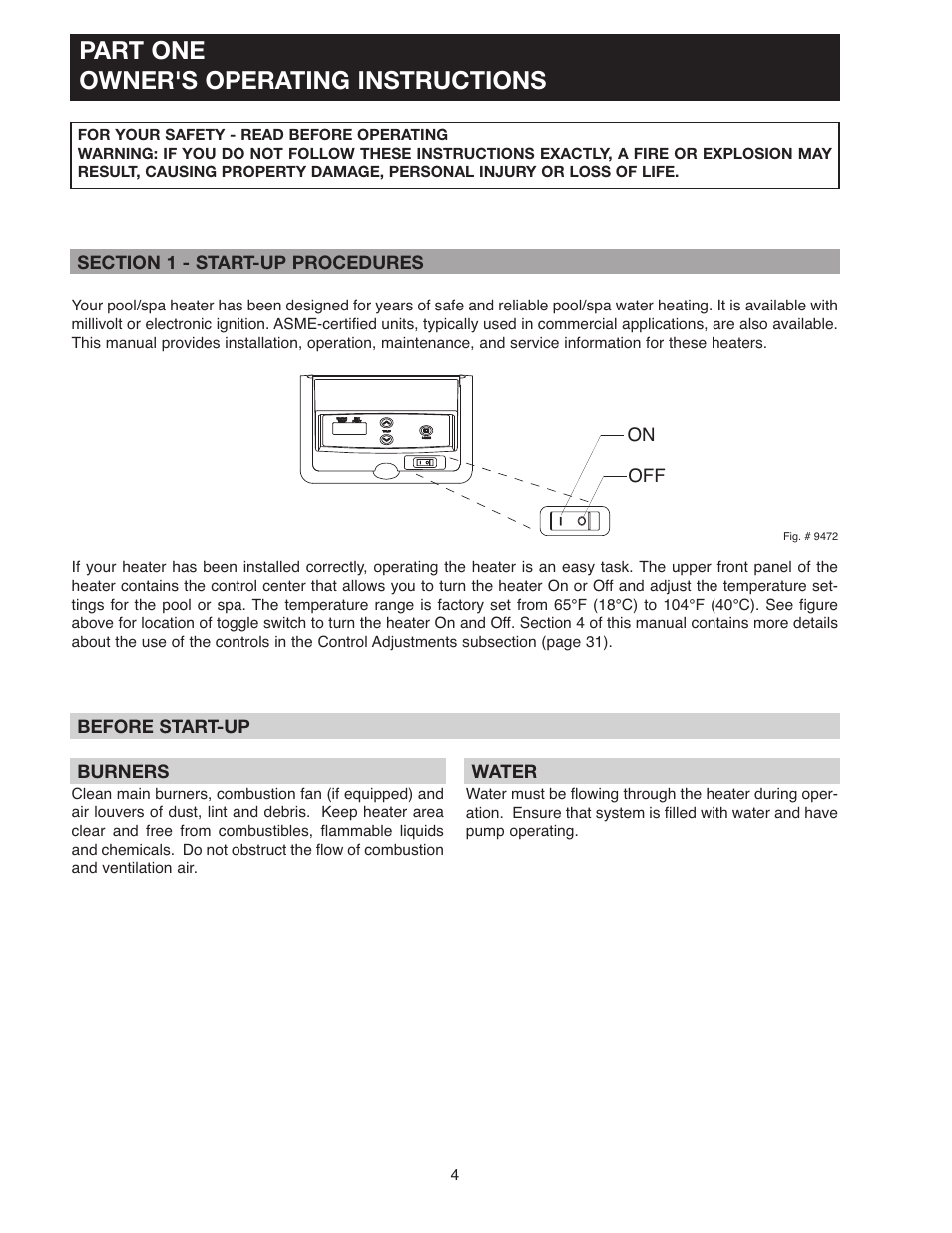 Part one owner's operating instructions | Raypak 336A User Manual | Page 4 / 55