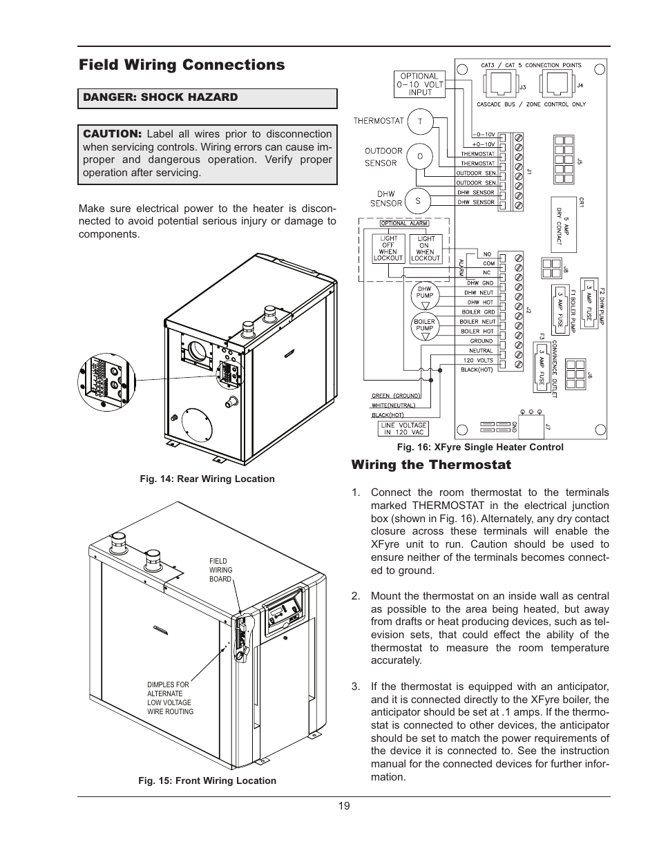 Field wiring connection, Field wiring connections | Raypak 500 User Manual | Page 19 / 56