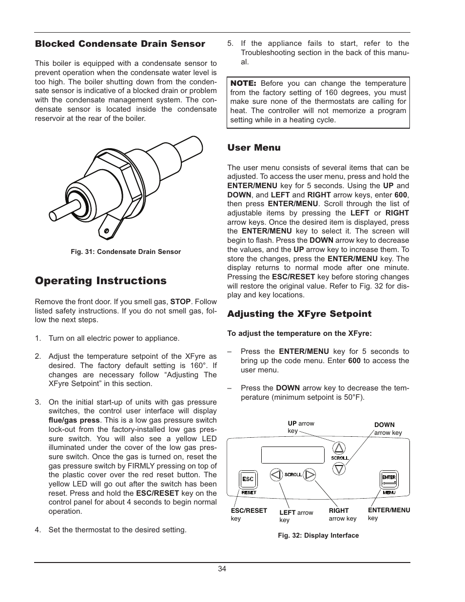 Operating instructions | Raypak 500 User Manual | Page 34 / 56