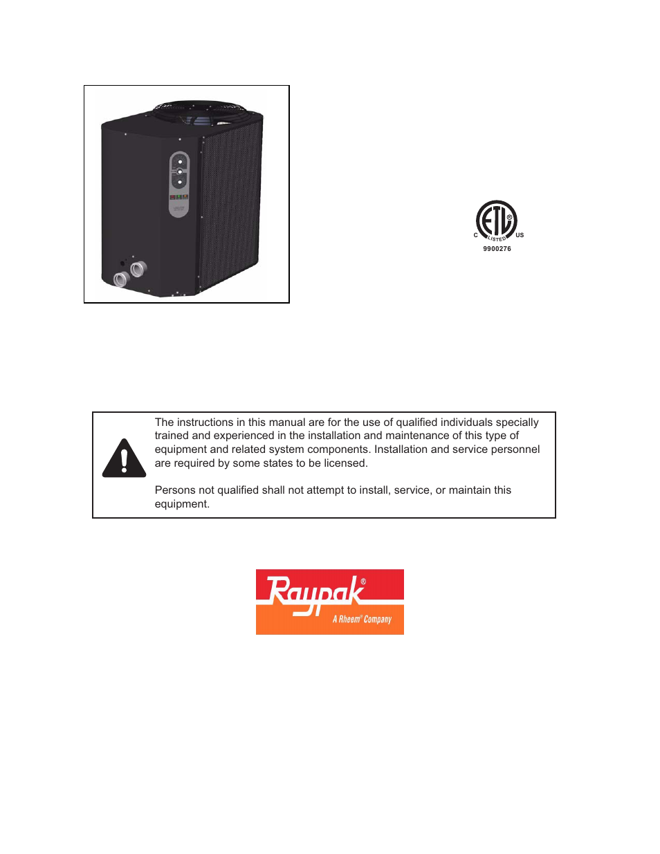 Raypak 5100 User Manual | 13 pages