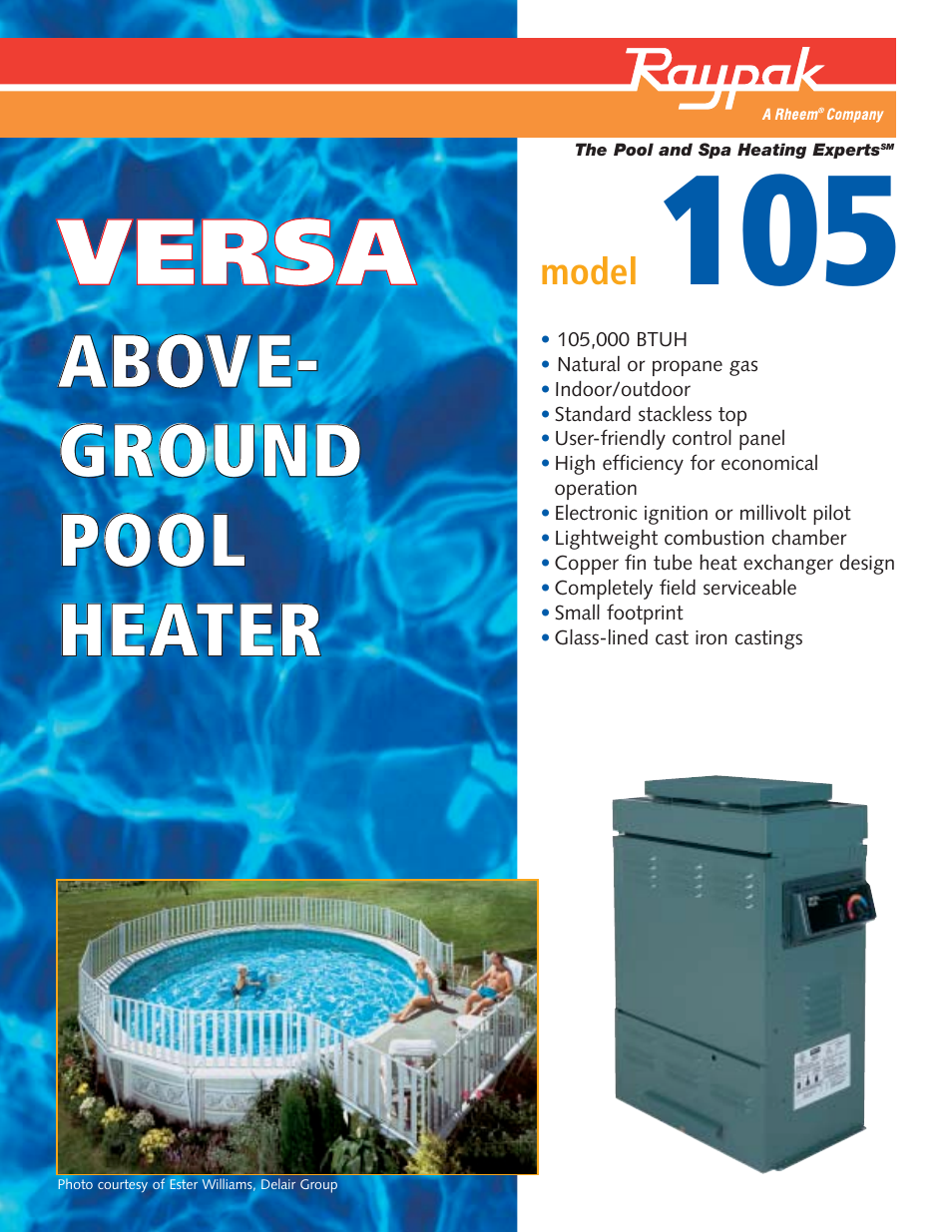 Raypak VERSA 105 User Manual | 2 pages