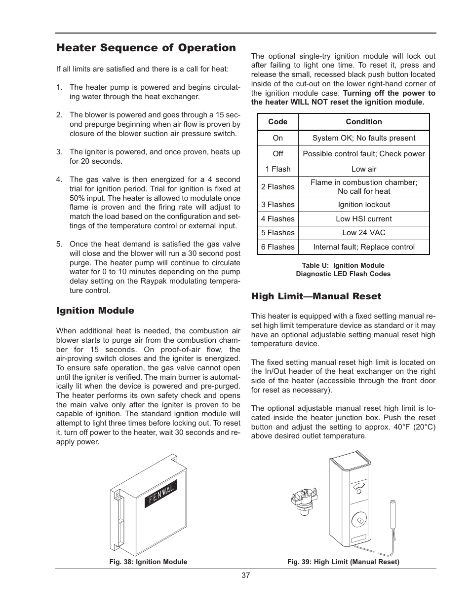 Heater sequence of operation | Raypak MVB 5042004 User Manual | Page 37 / 56