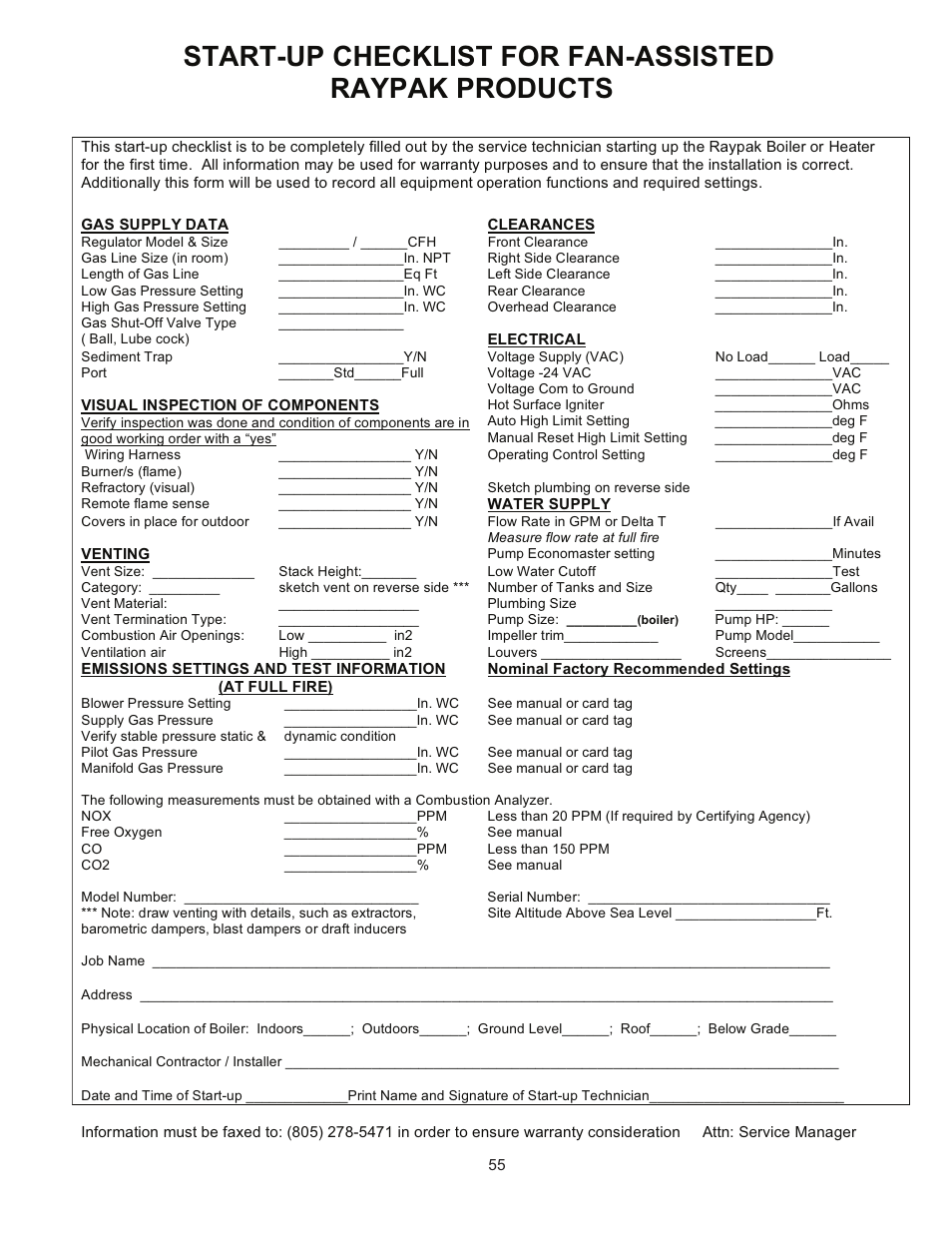 Raypak MVB 5042004 User Manual | Page 55 / 56