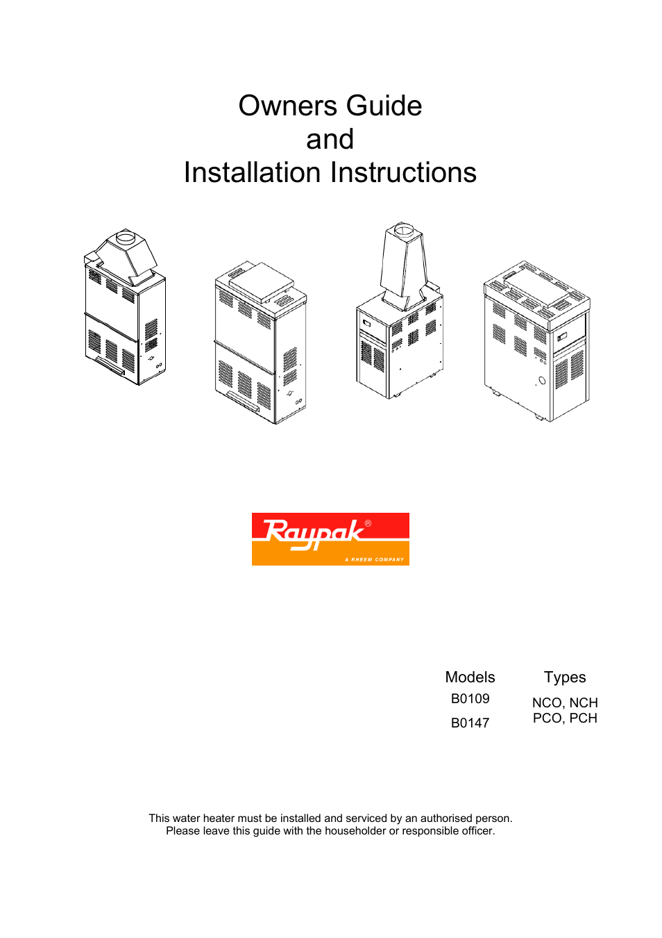 Raypak B0109 User Manual | 43 pages