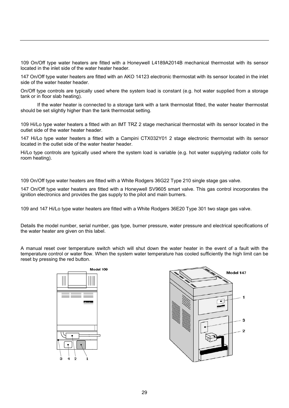 Location of controls | Raypak B0109 User Manual | Page 29 / 43