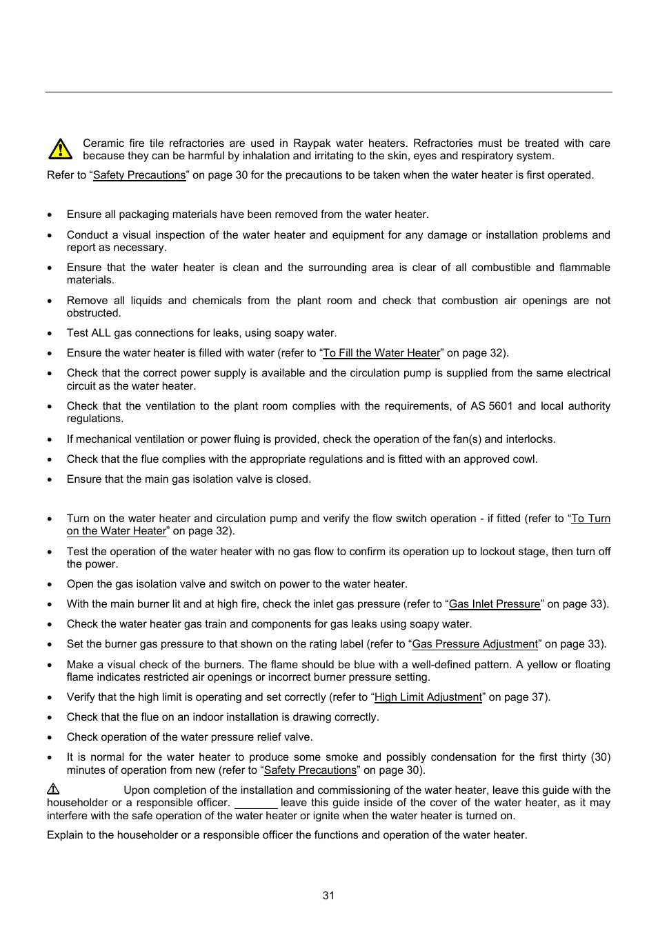 Commissioning | Raypak B0109 User Manual | Page 31 / 43