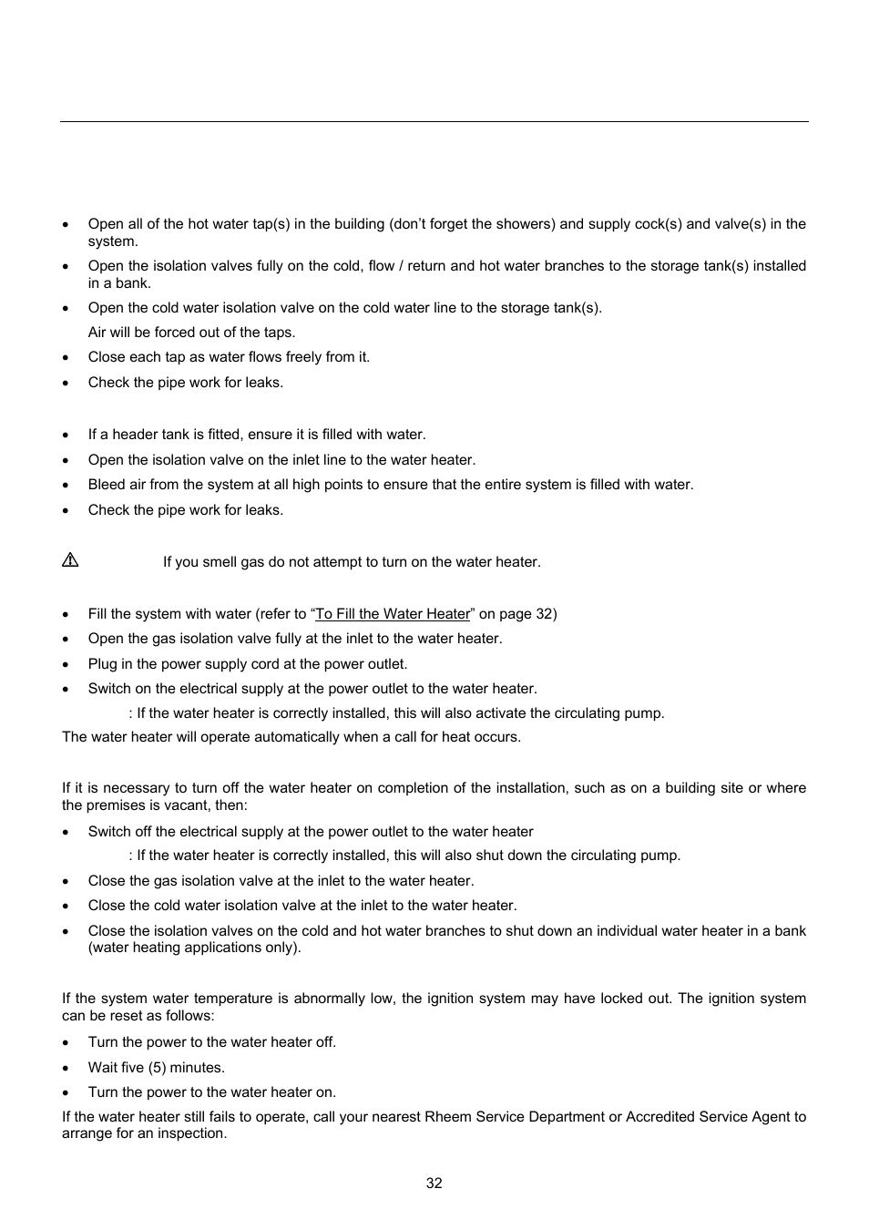 Operating the water heater | Raypak B0109 User Manual | Page 32 / 43