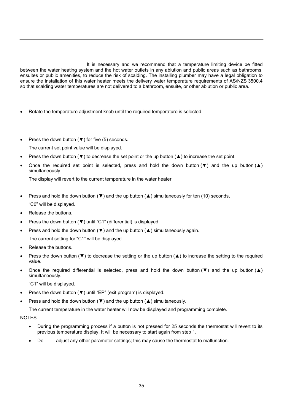 Temperature control | Raypak B0109 User Manual | Page 35 / 43