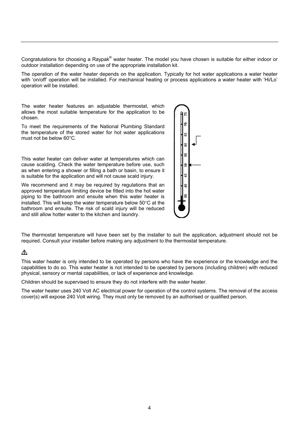 About your water heater | Raypak B0109 User Manual | Page 4 / 43