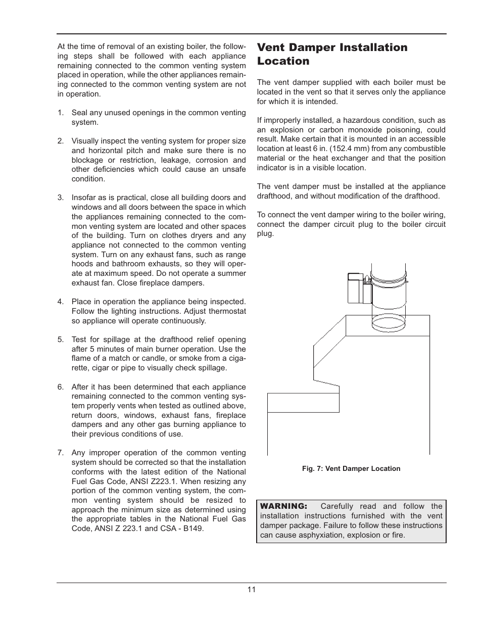 Vent damper installation location | Raypak RAYTHERM 0135B User Manual | Page 11 / 40