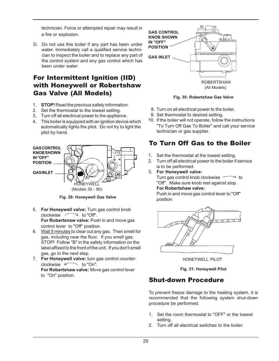 Shut-down procedure | Raypak RAYTHERM 0135B User Manual | Page 29 / 40