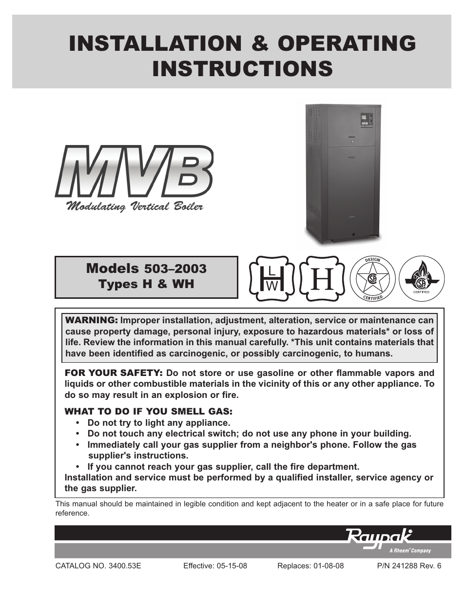 Raypak 503-2003 User Manual | 60 pages