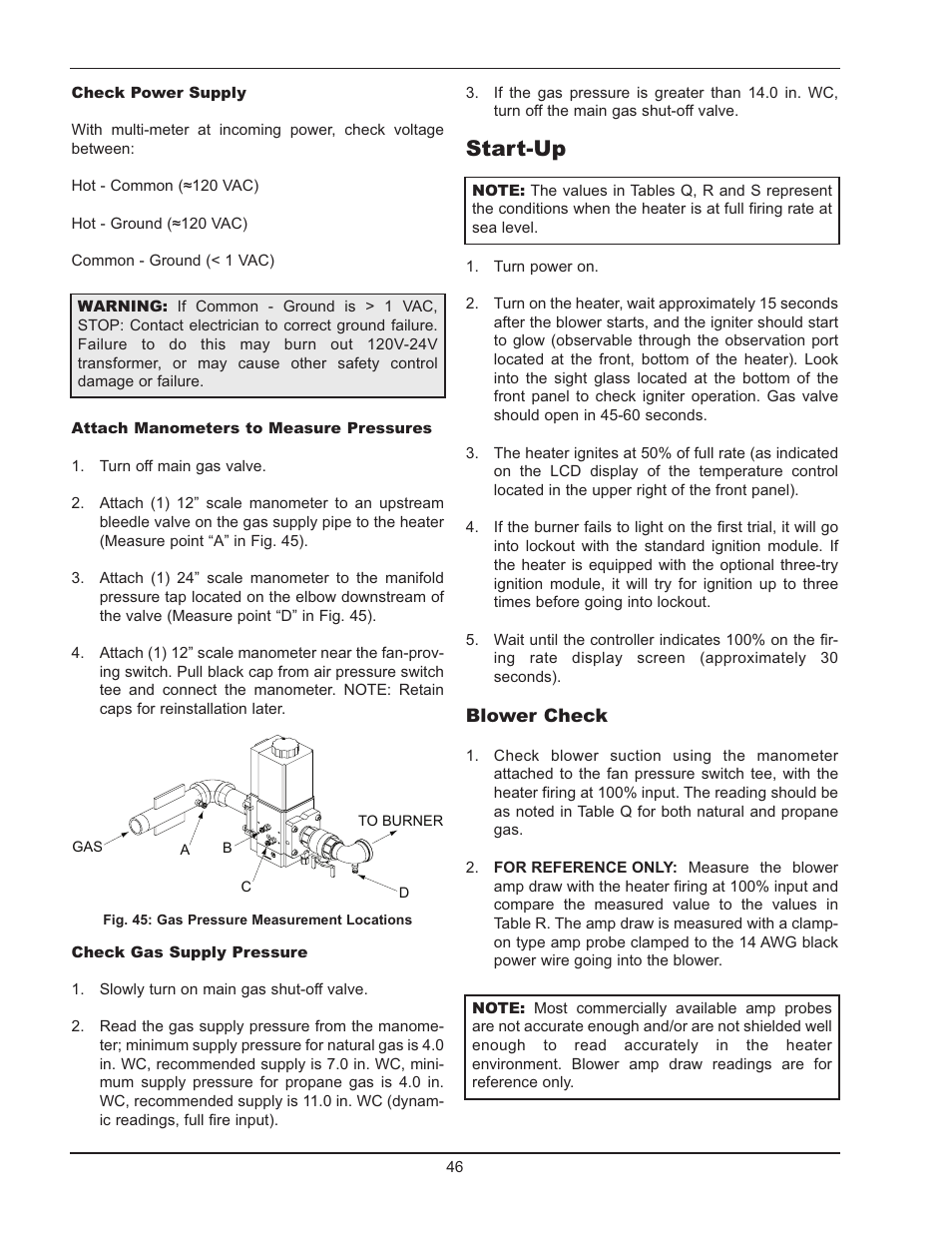 Start-up | Raypak 503-2003 User Manual | Page 46 / 60