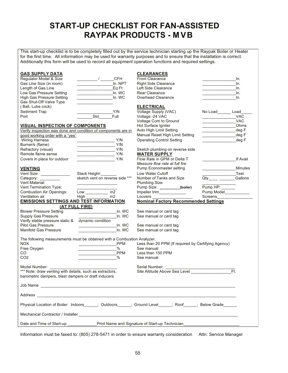 Raypak 503-2003 User Manual | Page 58 / 60