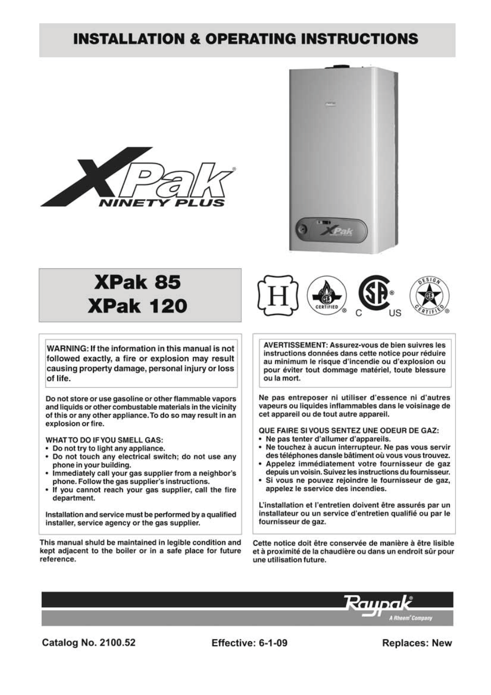 Raypak XPAK 85 User Manual | 68 pages