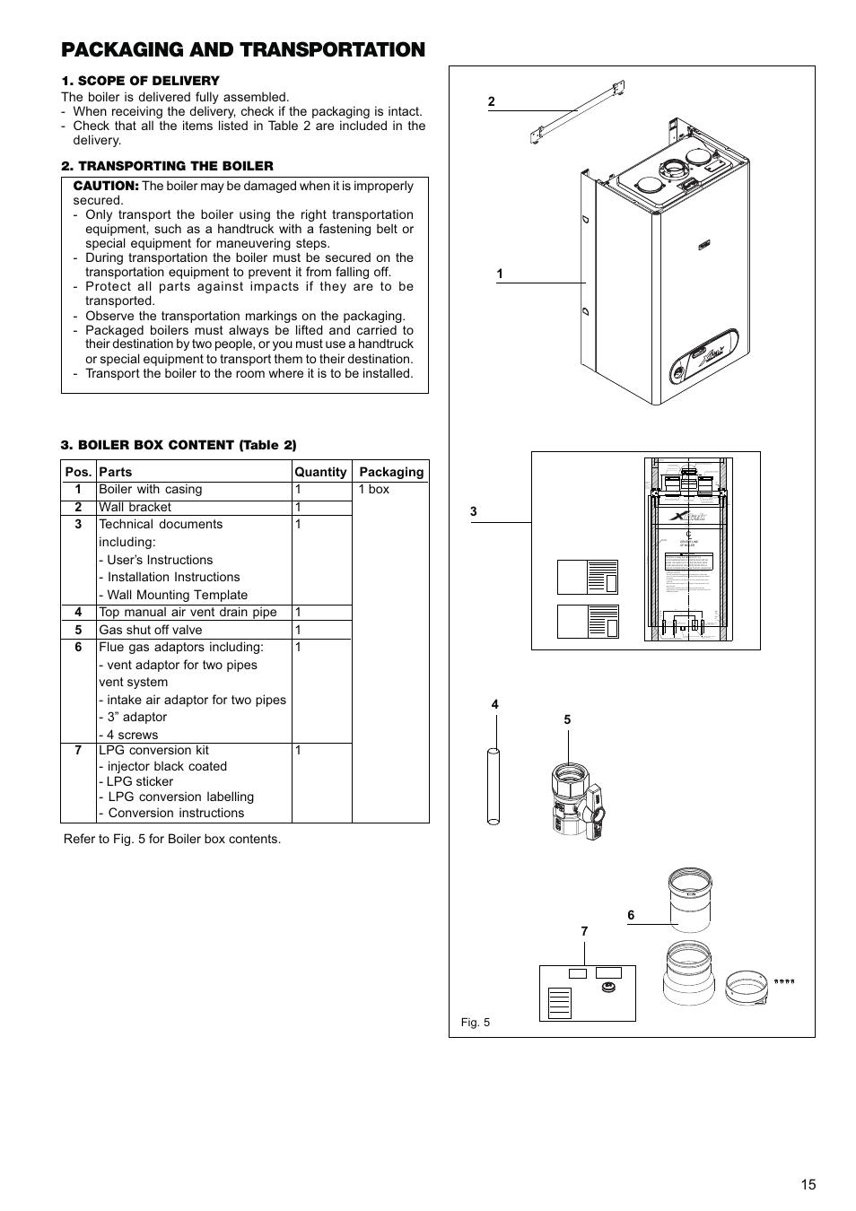 Packaging and transportation | Raypak XPAK 85 User Manual | Page 15 / 68