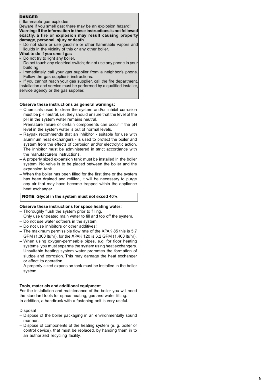 Raypak XPAK 85 User Manual | Page 5 / 68