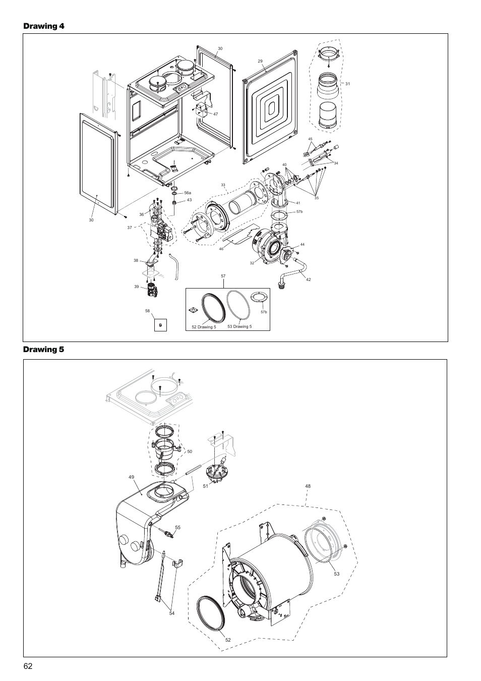 62 drawing 5 drawing 4 | Raypak XPAK 85 User Manual | Page 62 / 68