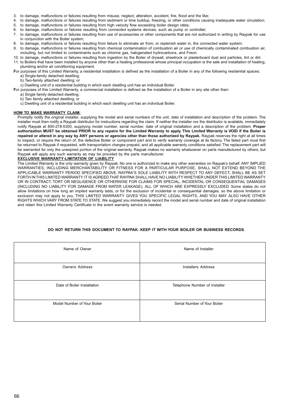 Raypak XPAK 85 User Manual | Page 66 / 68