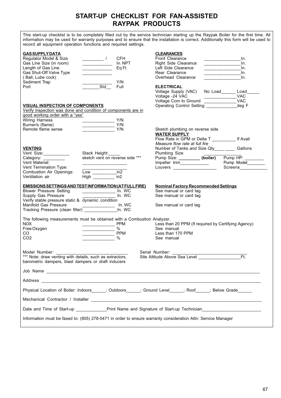 Raypak XPAK 85 User Manual | Page 67 / 68