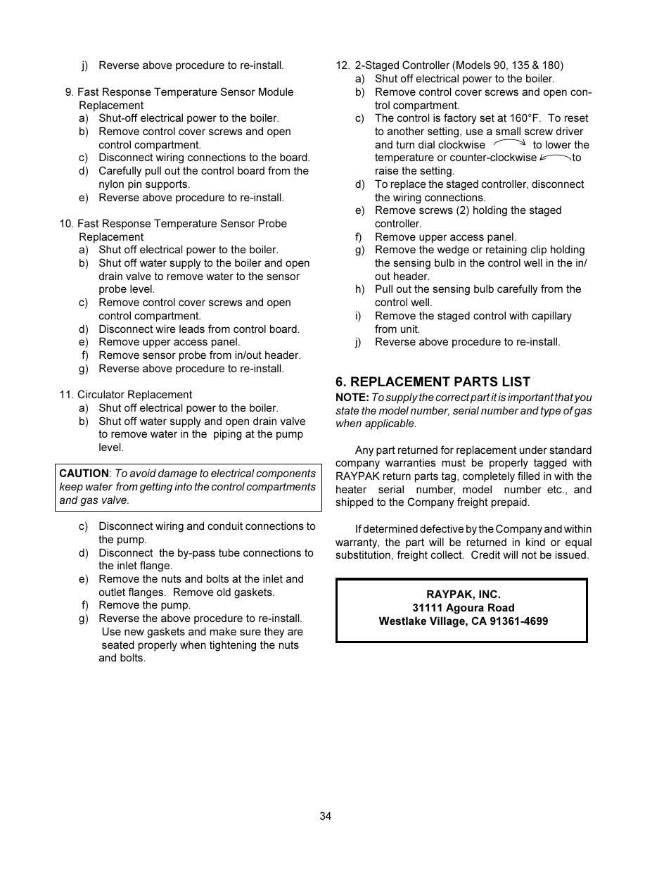 Raypak 0180B User Manual | Page 34 / 38
