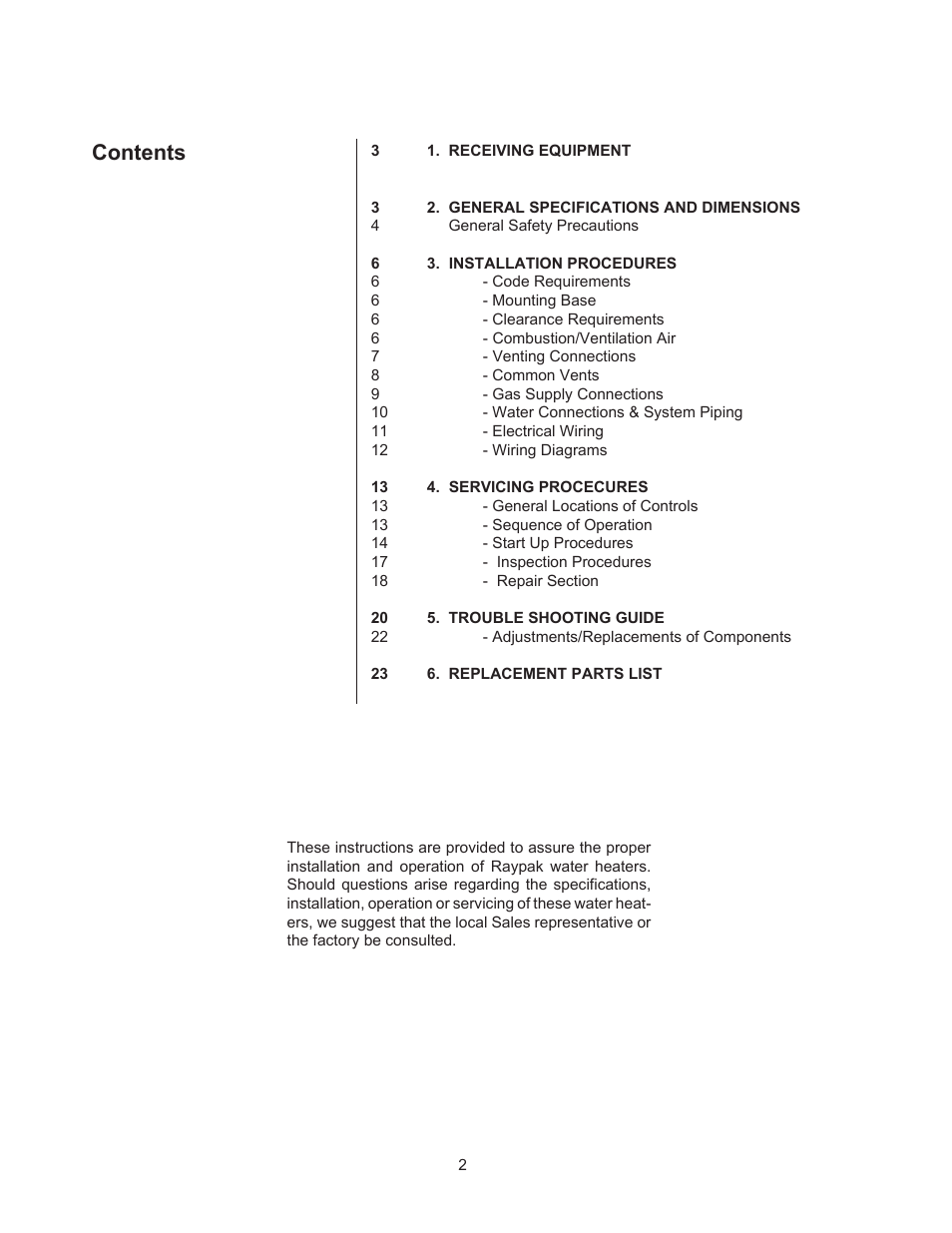 Raypak 135A User Manual | Page 2 / 28