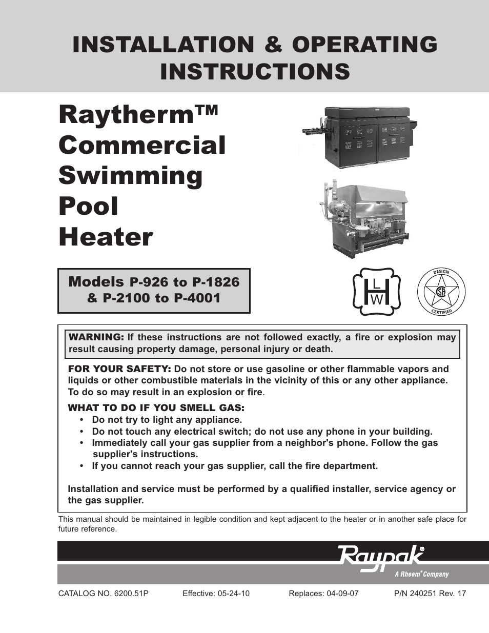 Raypak RAYTHERM P-926 User Manual | 36 pages