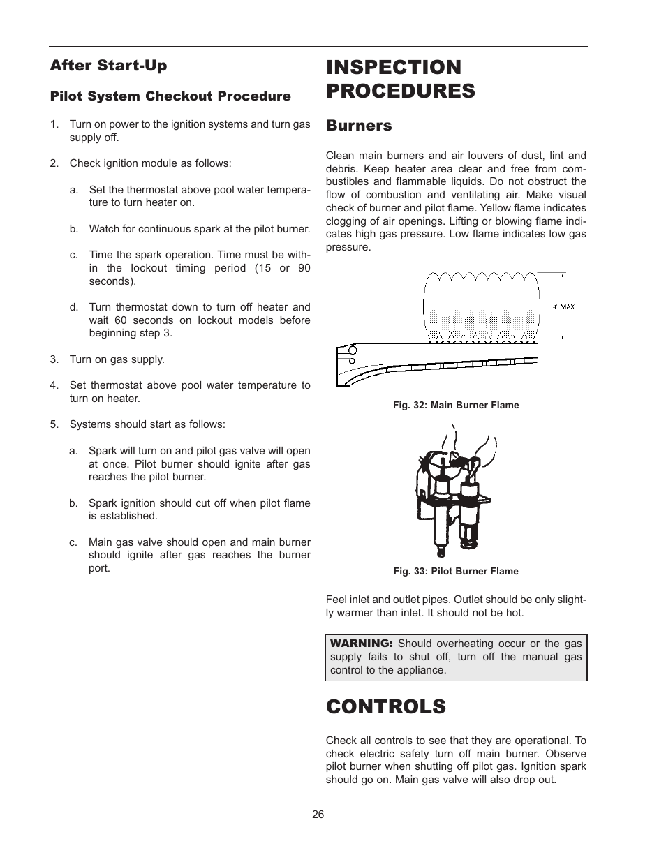 Servici, Procedure, Tube cleaning procedure (typical) | Burner drawer removal, Gas valve removal, Servicing procedures, Inspection procedures, Controls, After start-up, Burners | Raypak RAYTHERM P-926 User Manual | Page 26 / 36